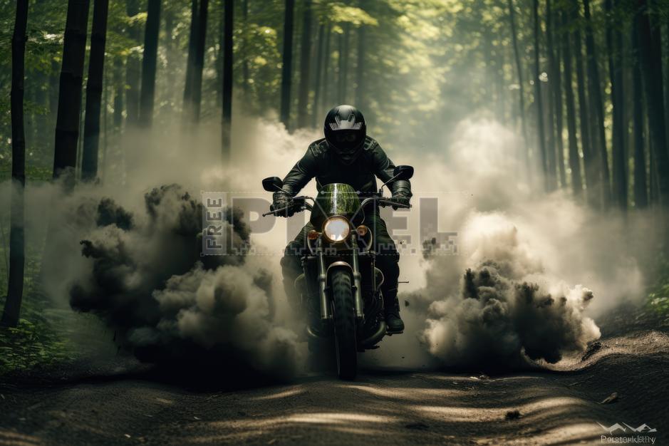 Free Photos - Dusty Motorcycle Rider On A Forest Road | FreePixel.com