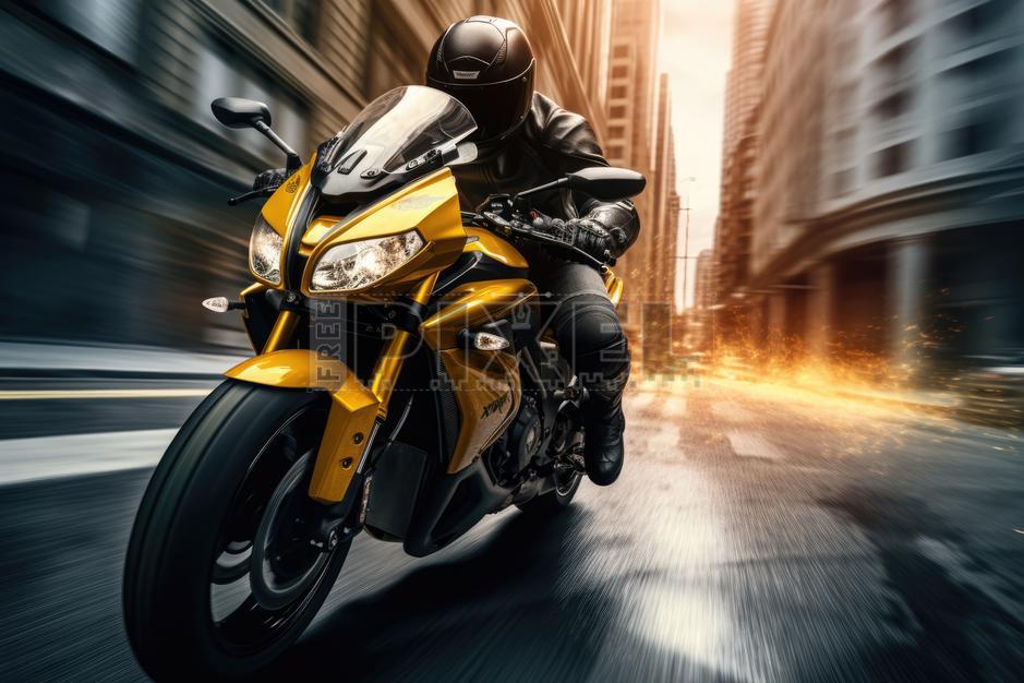 Free Photos - Rider On A Yellow Motorcycle Dashing Through The City ...