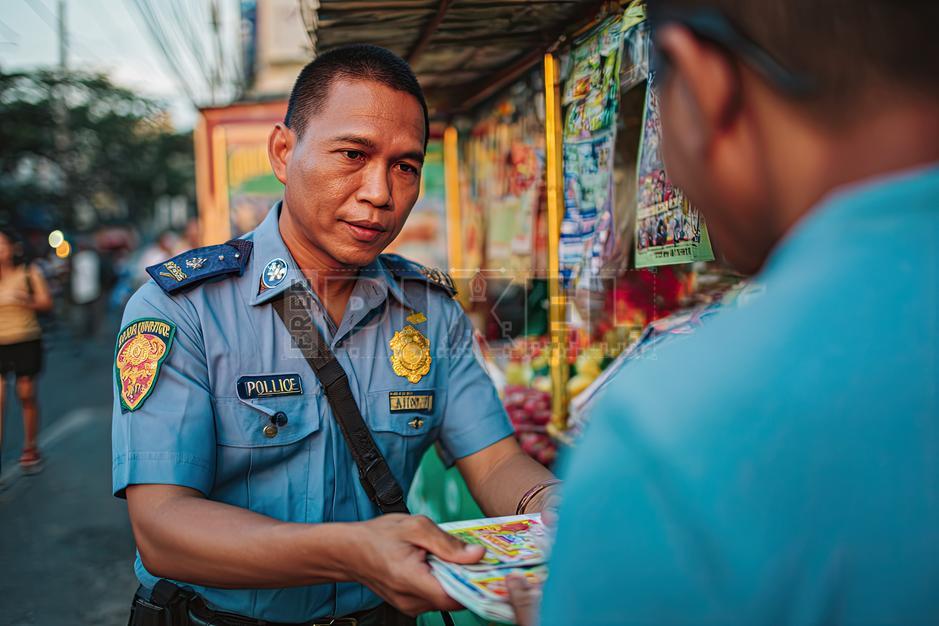 Free Photos - Police Officer Handing Out Flyers | FreePixel.com