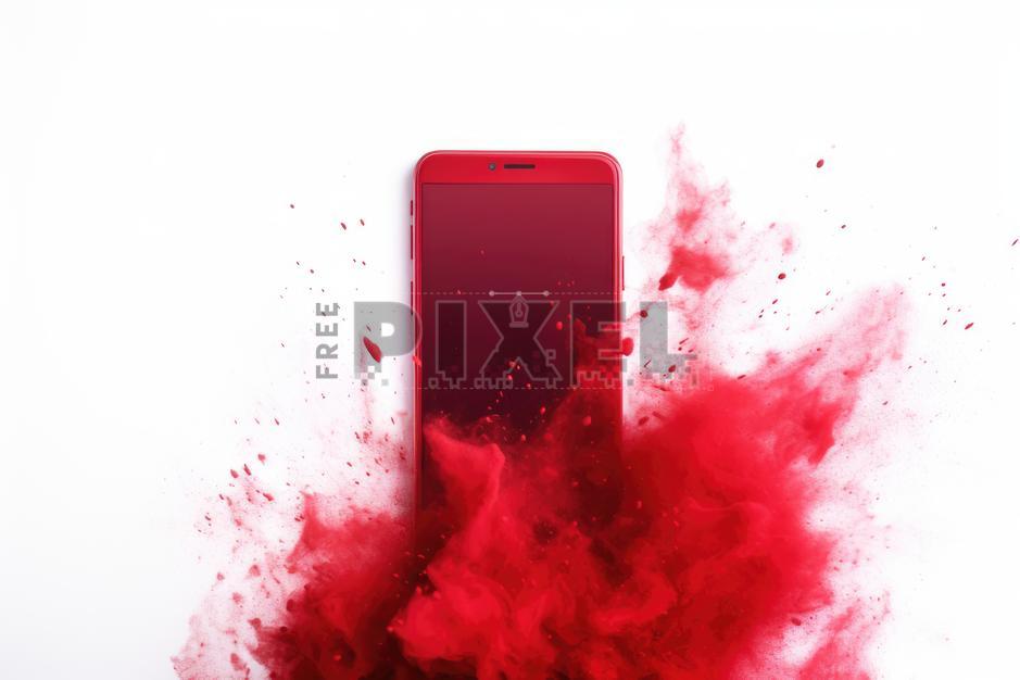 Free Photos - Red Smartphone With Exploding Colors | FreePixel.com