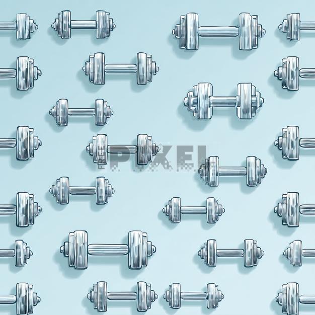 Free Illustrations - Dumbbells Pattern On A Light Blue Background ...