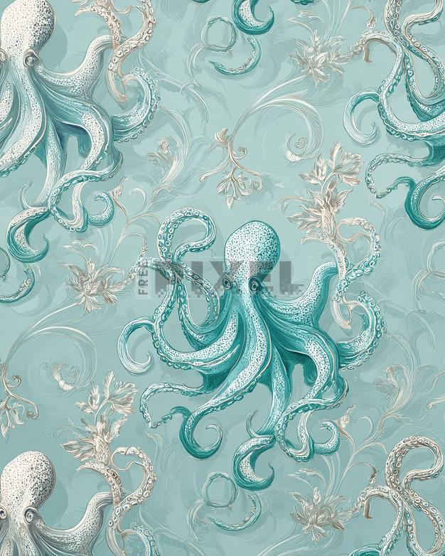 Free Photos - Octopus Pattern On Blue Background | FreePixel.com