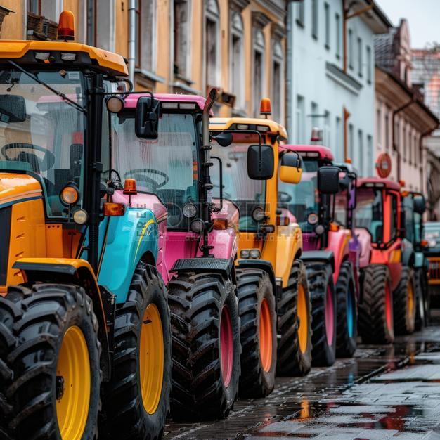 Free Photos - Colorful Tractors Parked In A Row | FreePixel.com