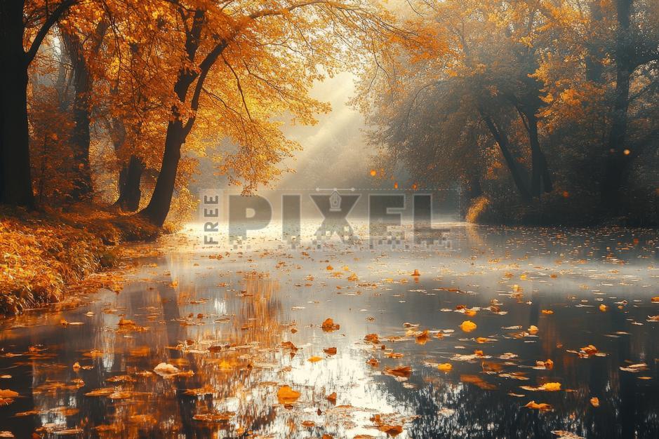 Free Photos - Autumn Leaves Falling On Misty Forest River In The ...