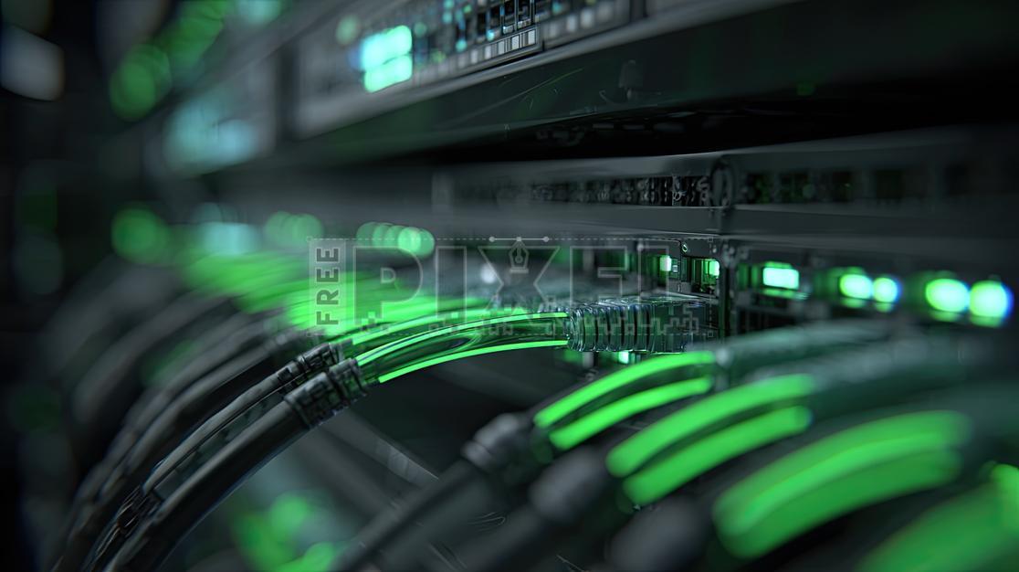 Free Photos - Server Rack With Green Cables | FreePixel.com