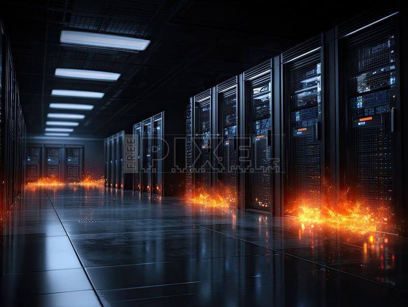 Free Photos - Dramatic Server Room Corridor Showing Fire Burning ...