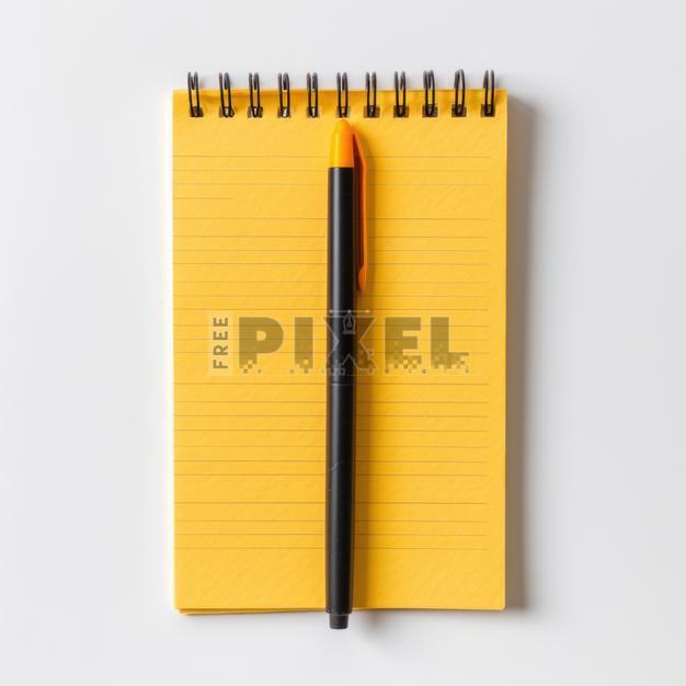 Free Photos - A Bright Yellow Notepad With A Black Pen Resting On A ...