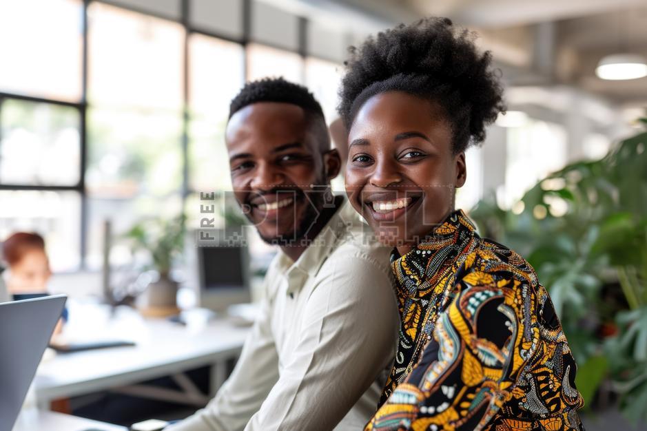Free Photos - A Smiling African Couple Sitting At A Conference Table ...