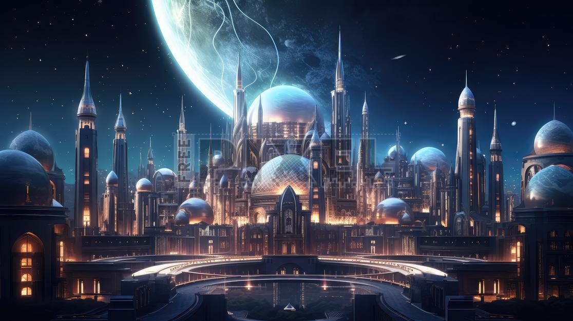 Free Photos - Fantasy Cityscape With Moons And Stars | FreePixel.com