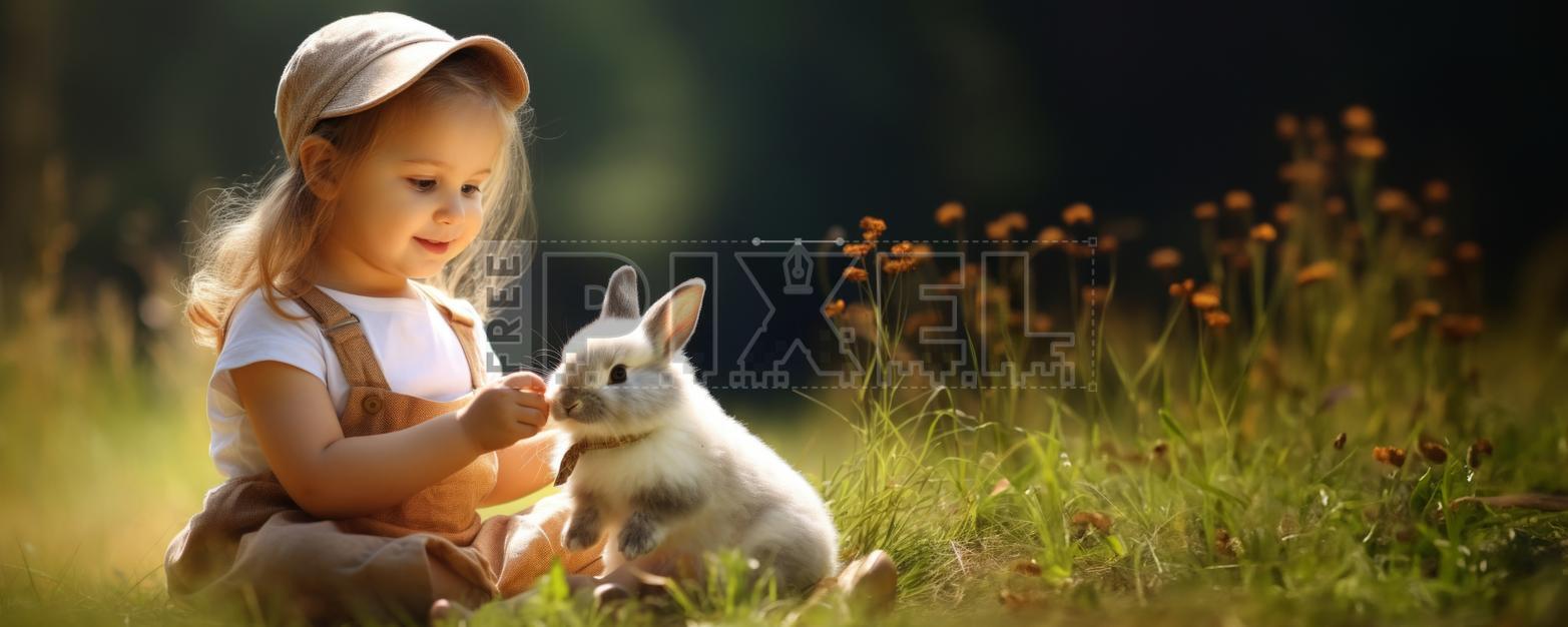 Free Photos - Adorable Little Girl Interacting With A Bunny - 