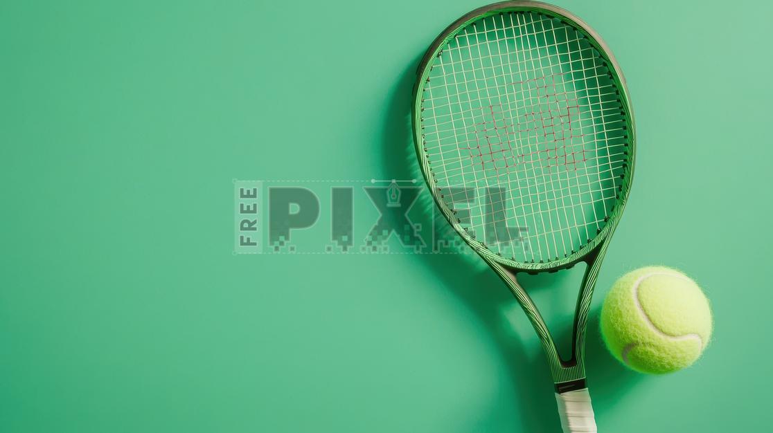 Free Photos - Tennis Racket And Ball On Green Background | FreePixel.com