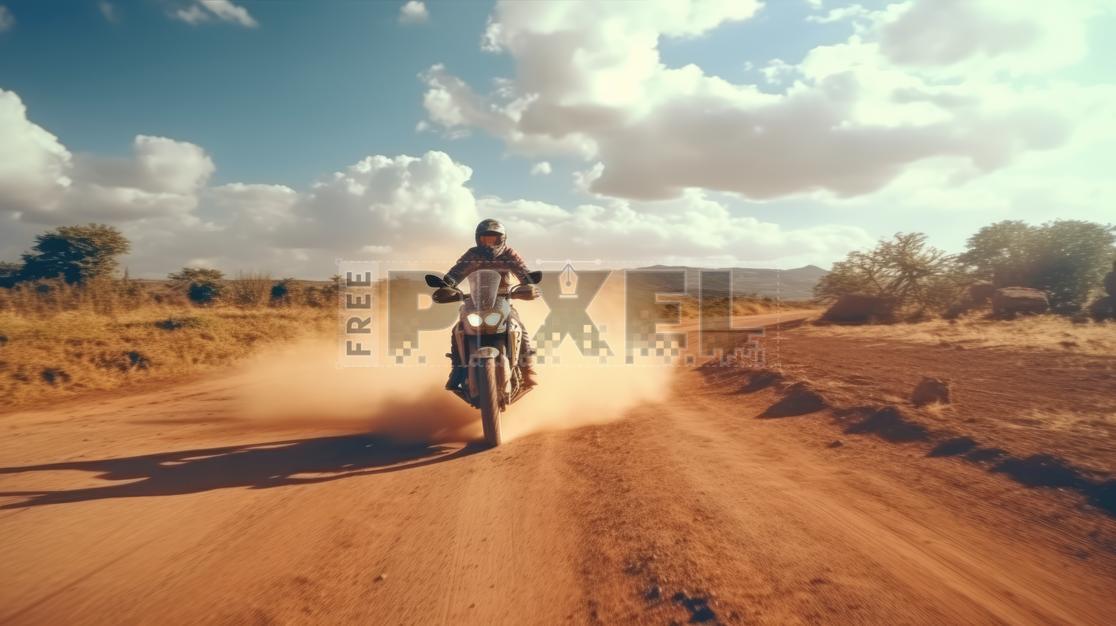 Free Photos - Dusty Adventure - Motorcyclist On A Dirt Road | FreePixel.com