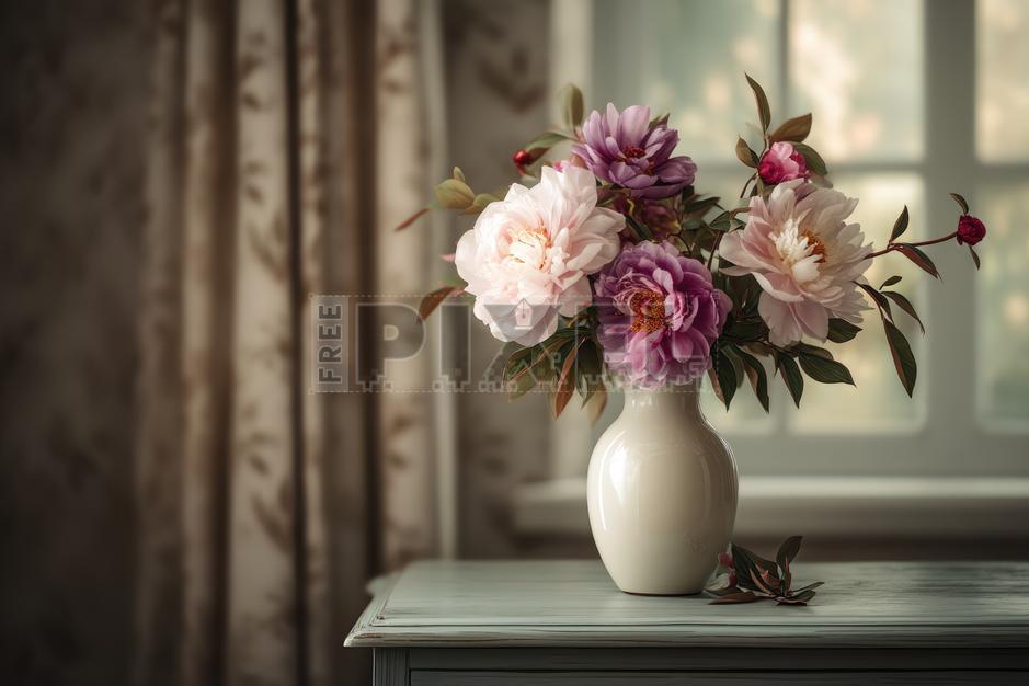 Free Photos - Flowers In A Vase On A Table | FreePixel.com