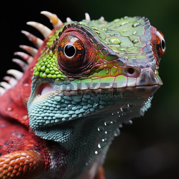 Free Photos - Close-up Of A Colorful Lizard With Water Droplets On Its ...
