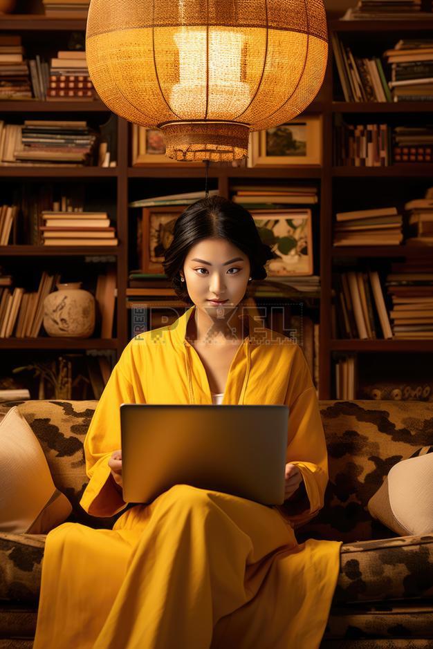 Free Photos - A Woman Working On Her Laptop In A Cozy Living Space ...