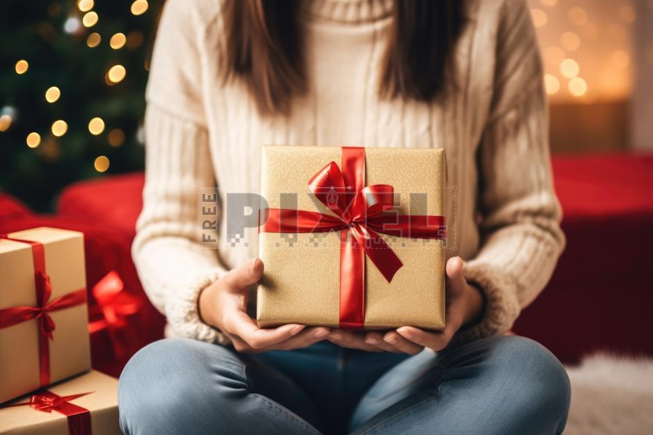 Free Photos - A Woman Holding A Gift Box With A Bow | FreePixel.com