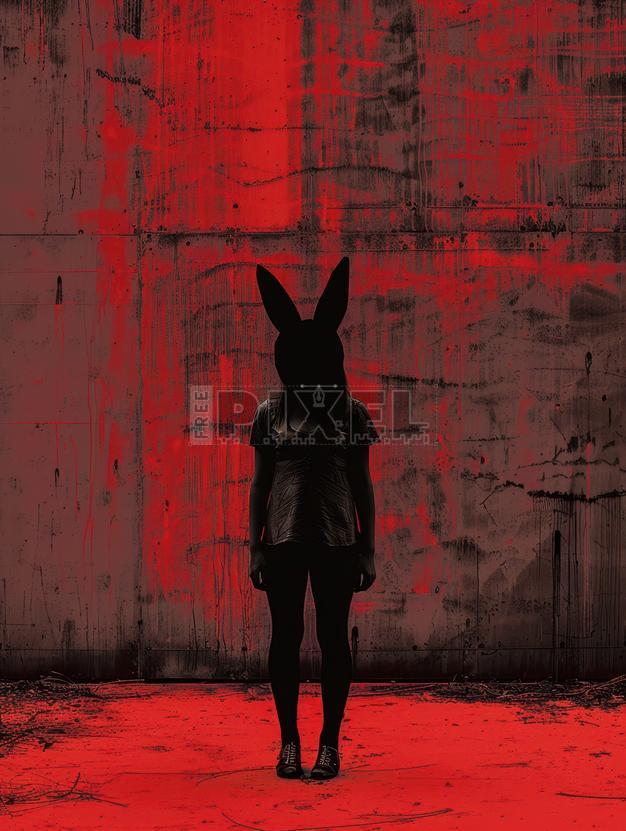Free Photos - The Rabbit Woman In Dark Red Background. | FreePixel.com