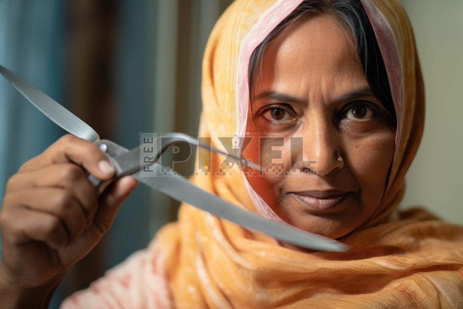 Free Photos - A Woman With A Stern Expression Is Holding A Pair Of ...