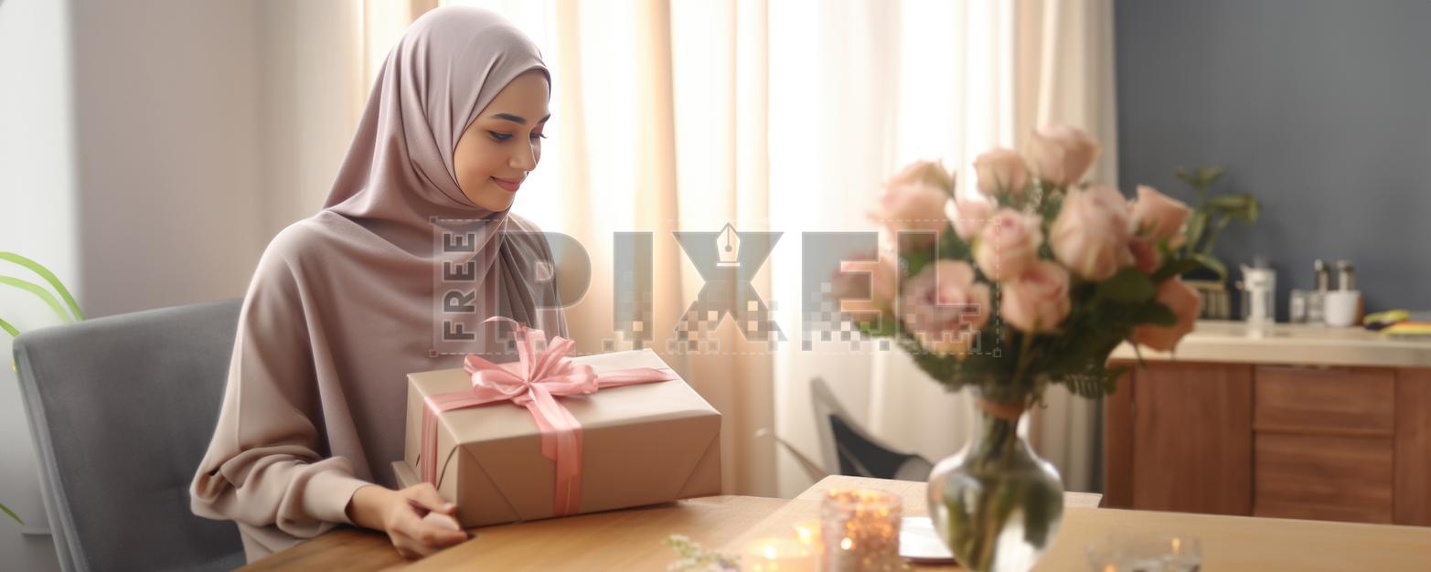 Free Photos - A Woman In A Hijab Opening A Gift Box | FreePixel.com