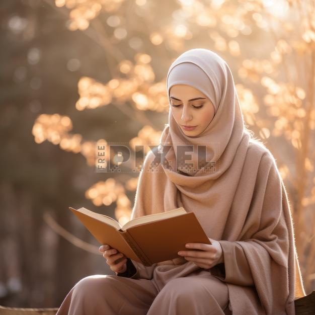 Free Photos - A Woman In A Hijab Sitting On A Bench And Reading A Book ...