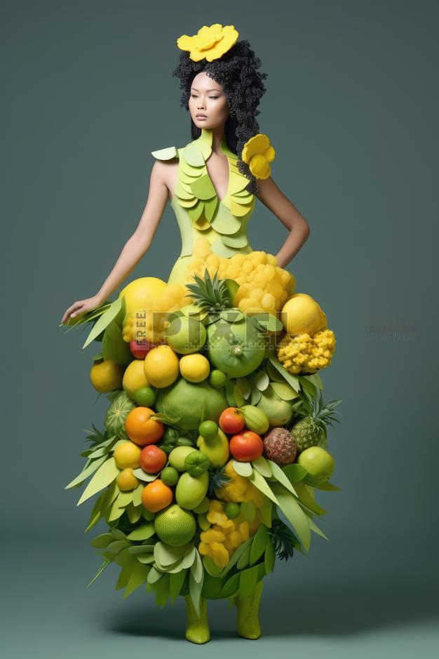 Free Photos - Art Deco Style Dress Made From Fresh Fruit | FreePixel.com