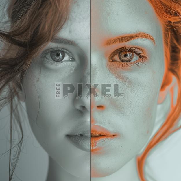 Free Photos - Woman Face Split In Half Showing Contrast Or ...