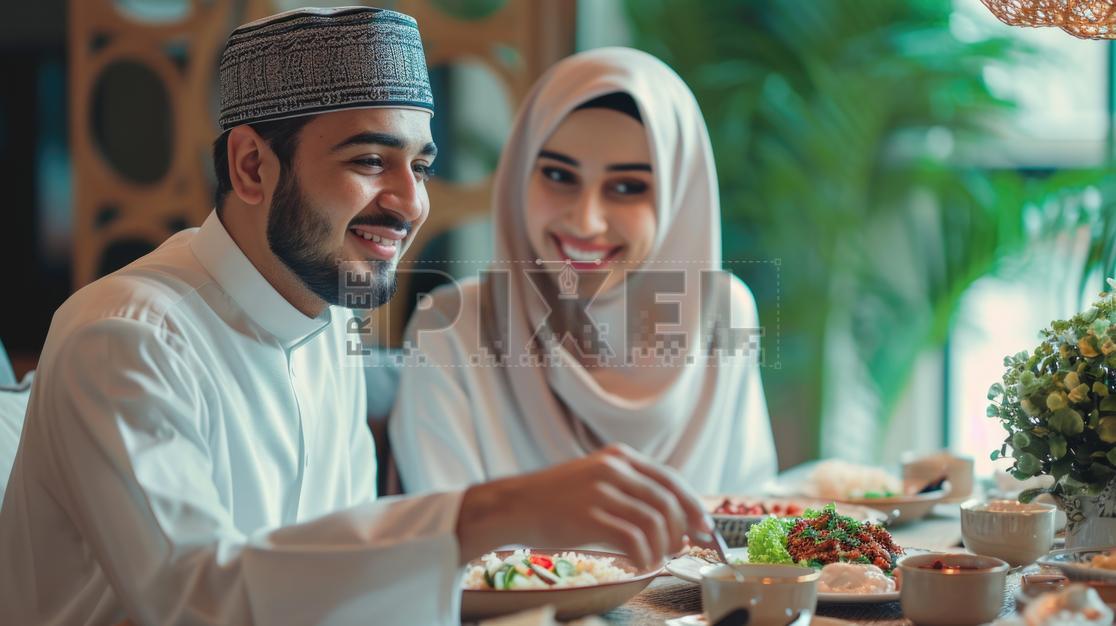 Free Photos - Iftar Party- A Young Arab Couple Enjoying A Meal Together ...