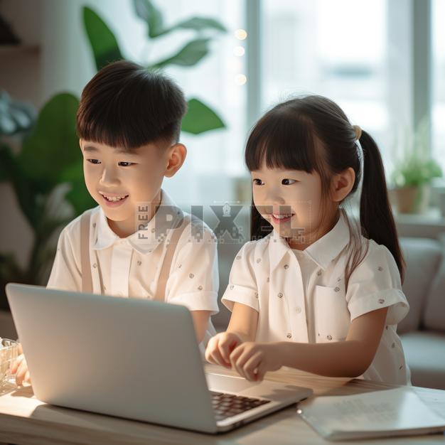Free Photos - A Boy And Girl Using A Laptop Together | FreePixel.com