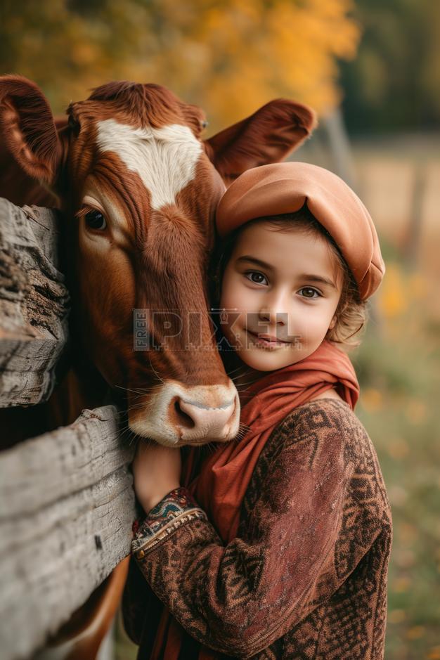Free Photos - A Little Girl Hugs A Cow | FreePixel.com