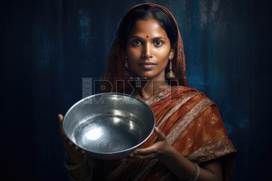 Free Photos - A Young Indian Woman Offering A Brass Bowl | FreePixel.com