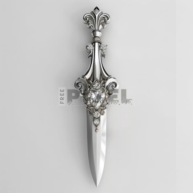 Free Photos - Ornate Silver Dagger With Diamond-Shaped Gem On A Grey ...