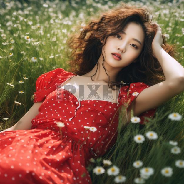 Free Photos - A Beautiful Woman In A Red Dress Enjoys A Picnic In The ...