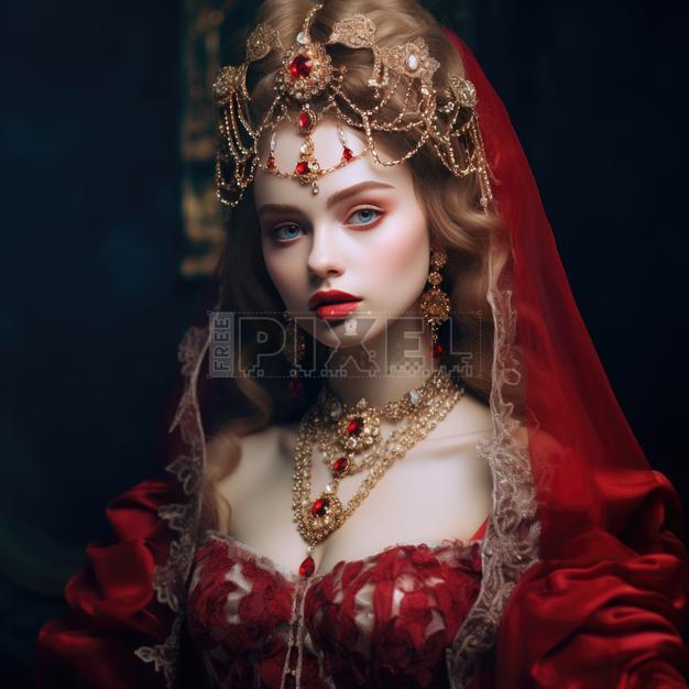 Free Photos - Beautiful Woman Wearing A Red Dress And A Gold And Diamond  Crown | FreePixel.com