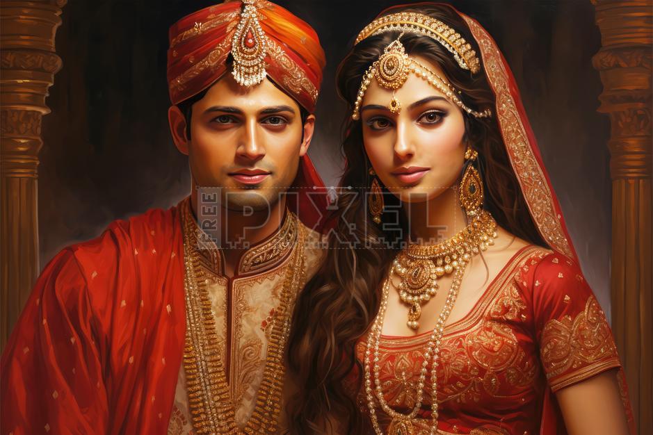 Free Photos - An Indian Couple Dressed In Traditional Attire, Standing ...