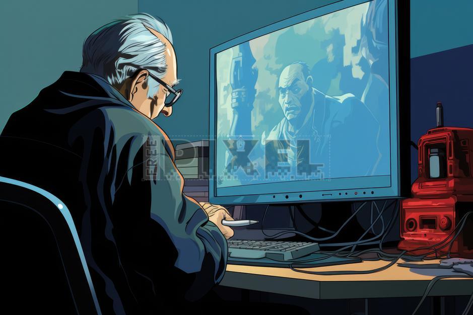 Free Photos - An Older Man Using A Computer In Front Of A Large Monitor ...
