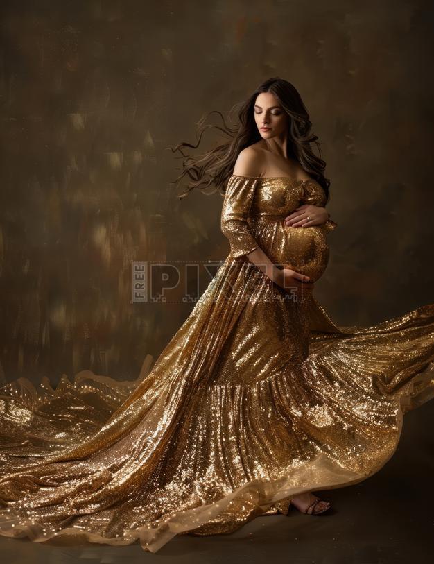 slim fit dress slacks Gold Sequin Velour Front Tie Maternity Mini Dress