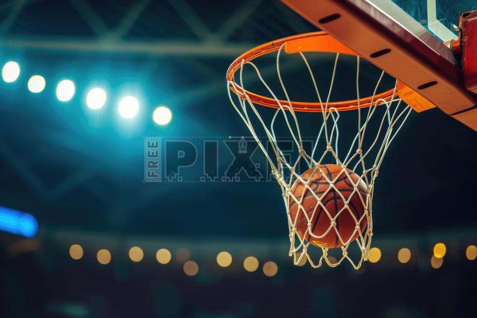 Free Photos - Basketball Going Through Hoop In Basketball Court ...