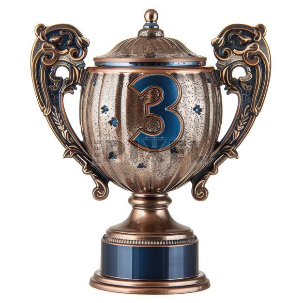 Free Photos - Bronze Champion Trophy Cup With Blue Number Three On It ...