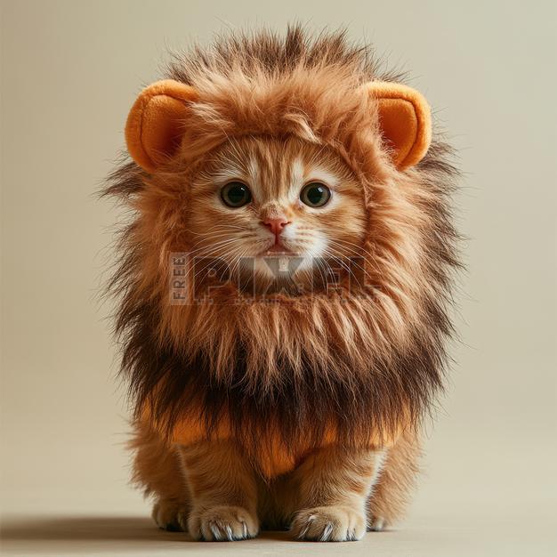 cute cat dressed as lion Lion Mane Cat Costume