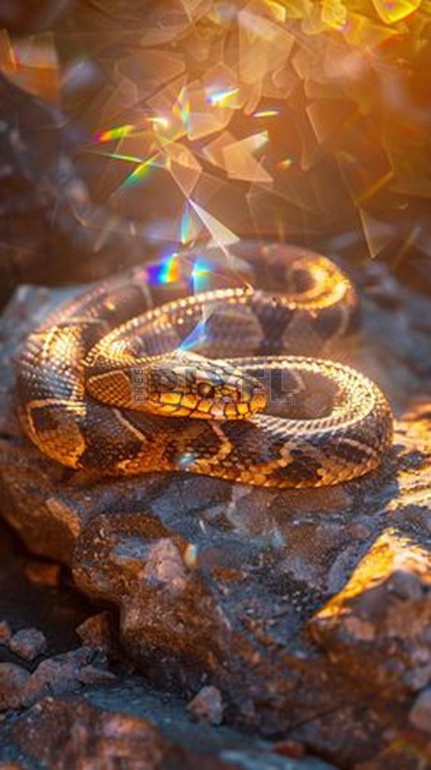 Free Photos - Coiled Snake On Rock With Vibrant Iridescent Background ...