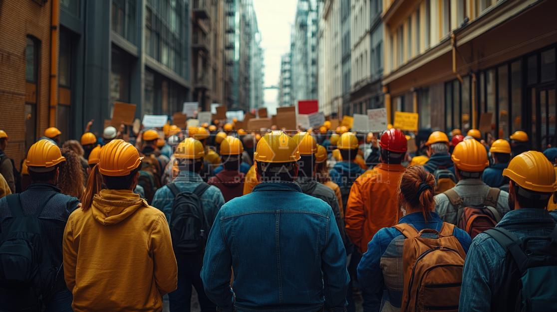 Free Photos - Crowd Of Construction Workers In Hard Hats On City Street ...