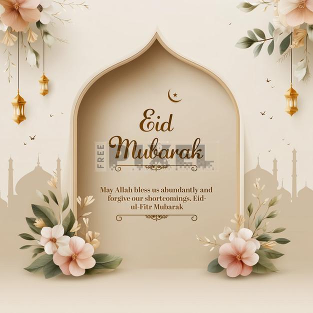 Free Photos - Eid Mubarak Social Media Greeting Post With Islamic Arch ...