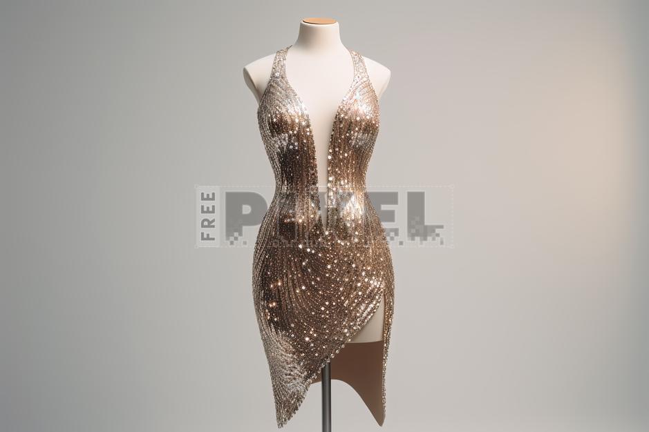 Free Photos - Golden Chainmail Sequin Skater Dress On Female Mannequin For  Night Party Wear. | FreePixel.com