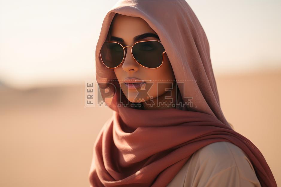 Free Photos - Emirati Woman In Headscarf With Goggles On Desert ...