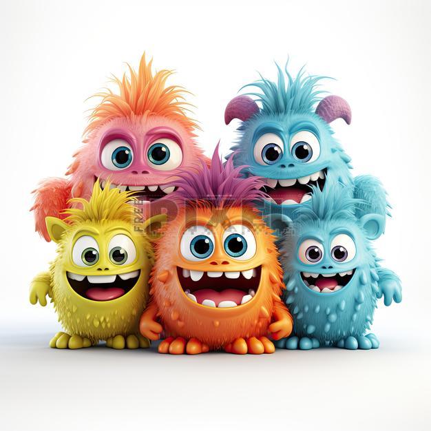 Free Photos - Colorful Funny Monsters With Facial Expression, Group  Creatures Illustration. | FreePixel.com