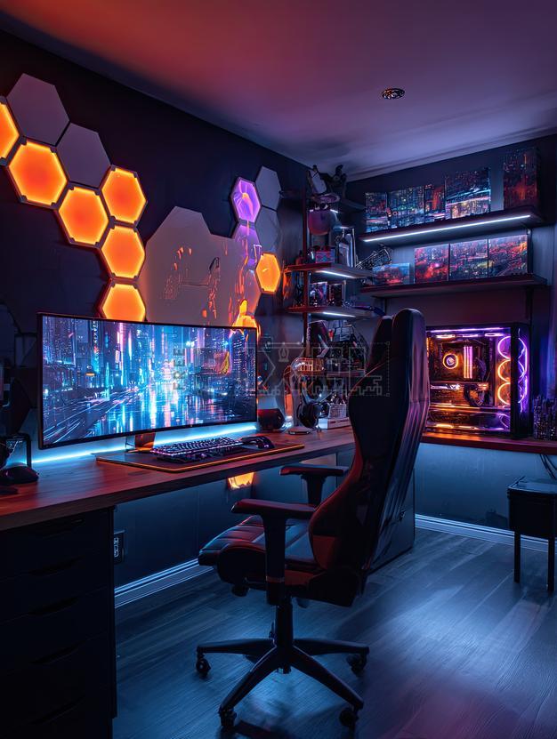 Free Photos - Futuristic Neon Lit Gaming Room And Office Setup With ...