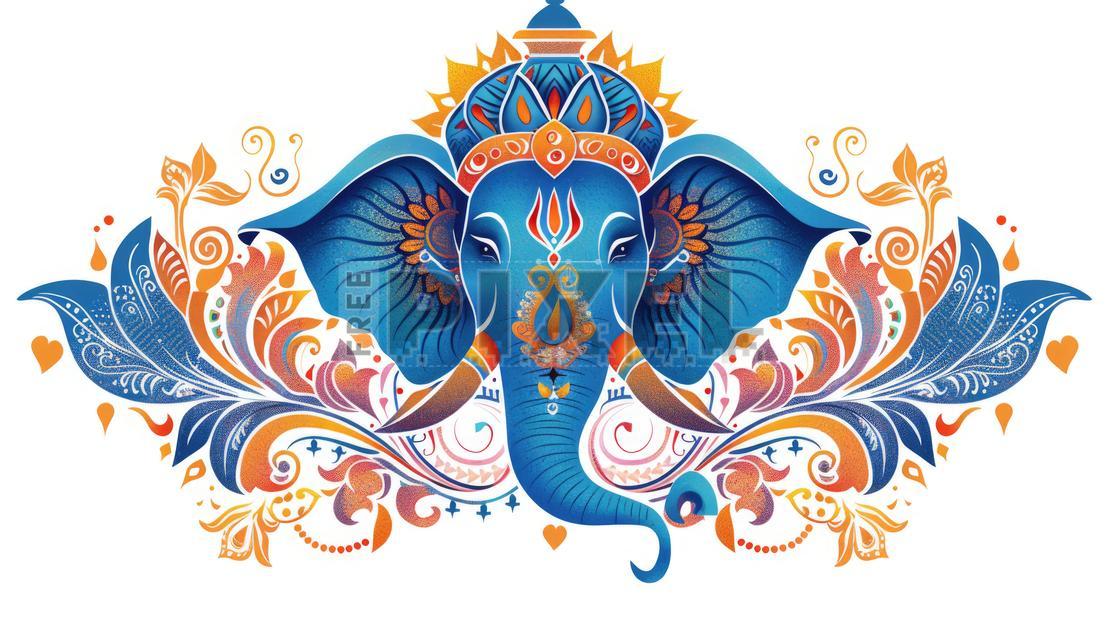 Hindu Elephant God Blue