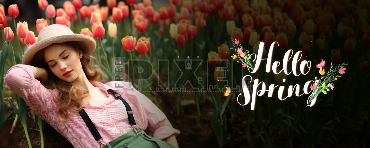 Free Photos - Hello Spring Season Social Media Banner Design, Blonde ...