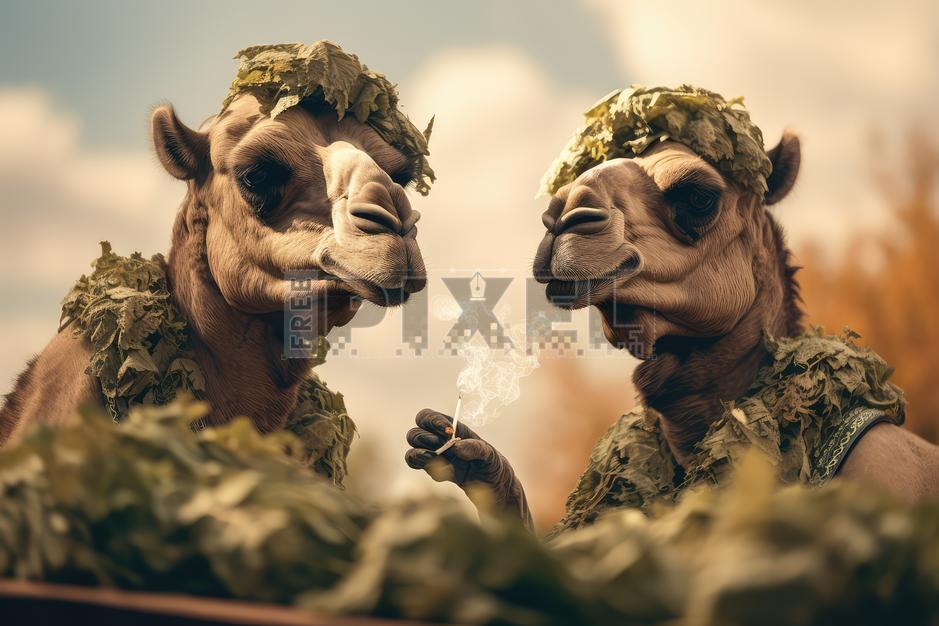 Free Photos - Fantasy Scene Of Two Humorous, Green-headed Camels ...