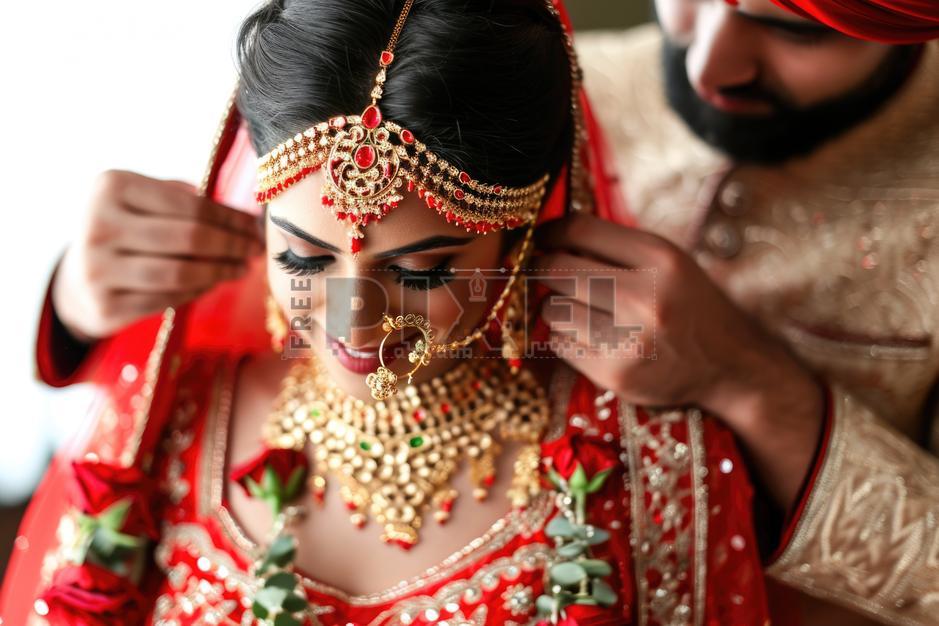 fitted lace wedding dress Indian Bridal Wear main image 1
